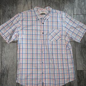 Magellan Outdoors Blue and Orange Plaid Shirt